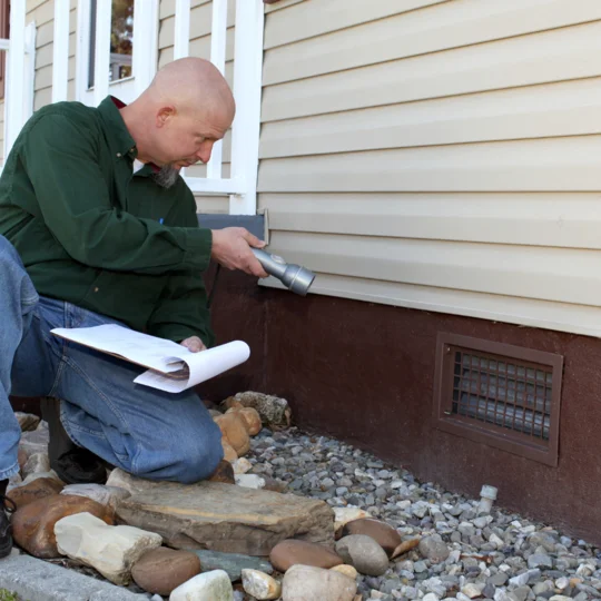 Home Inspectors Huntsville Alabama, a man inspecting house with flashlight